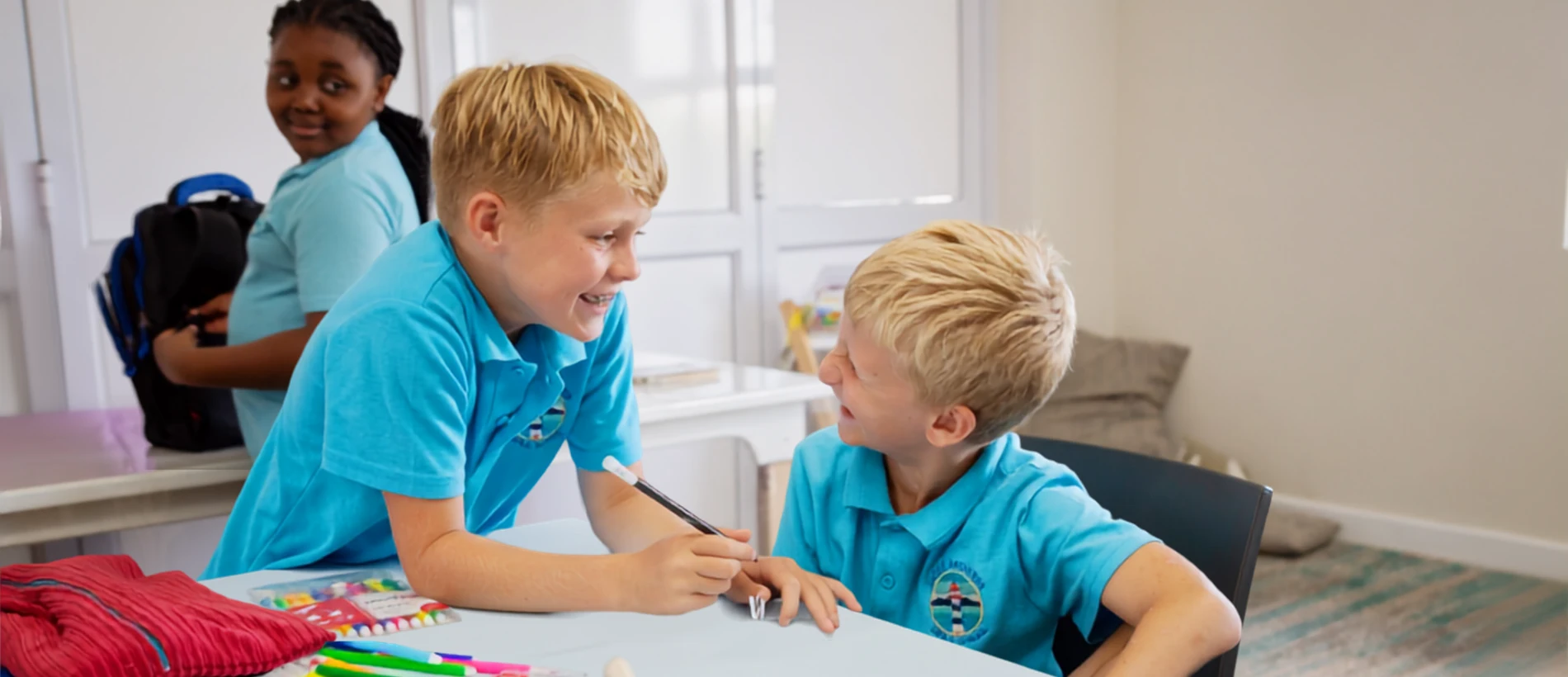 Happy students at Safely Anchored Small School